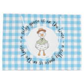 Albern Goose Blue Gingham Große Geschenktüte (Rückseite)