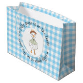 Albern Goose Blue Gingham Große Geschenktüte (Rückseite Schrägansicht)