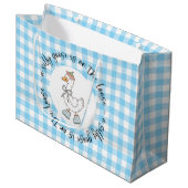Albern Goose Blue Gingham Große Geschenktüte (Vorderseite Schrägansicht)