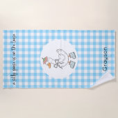 Albern Goose Blue Gingham Strandtuch (Vorderseite)