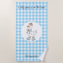 Albern Goose Blue Gingham Strandtuch