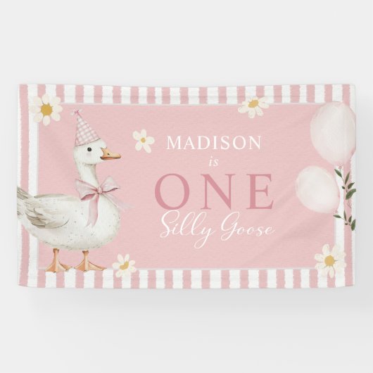Albern Goose Daisy Girl 1. Geburtstag Party Banner (Horizontal)