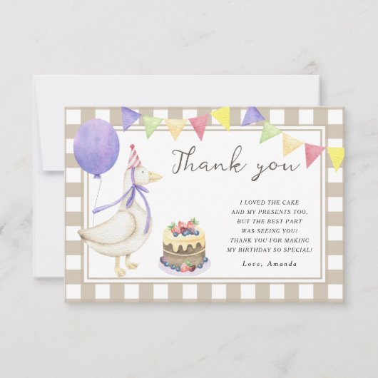 Albern Goose Geburtstagsparty Danke (Vorderseite)