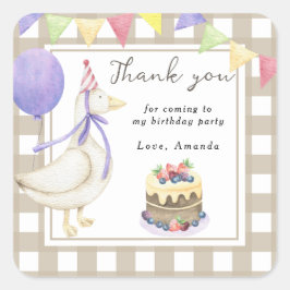 Albern Goose Geburtstagsparty Danke Quadratischer Aufkleber