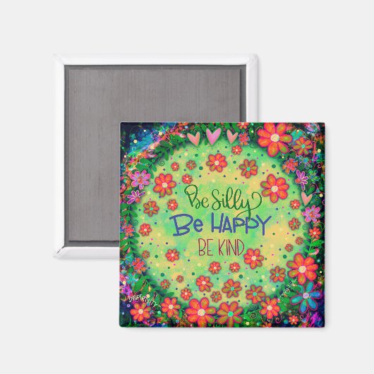 Albern Happy Kind Hübsch Inspirierend floral Magnet (Vorderseite/Rückseite)