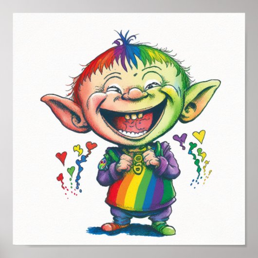 Albern Happy Rainbow Elf Imp Poster (Vorne)