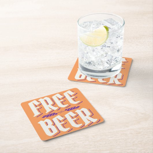 Albern & Kitschy GRATIS BIER Rechteckiger Pappuntersetzer (Vor Ort)