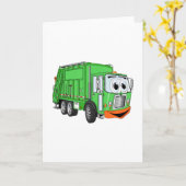 Albern Lächelnder Garbage Truck Cartoon Karte (Gelbe Blume)