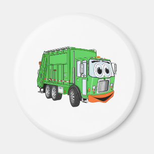 Albern Lächelnder Garbage Truck Cartoon Magnet