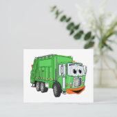 Albern Lächelnder Garbage Truck Cartoon Postkarte (Stehend Vorderseite)