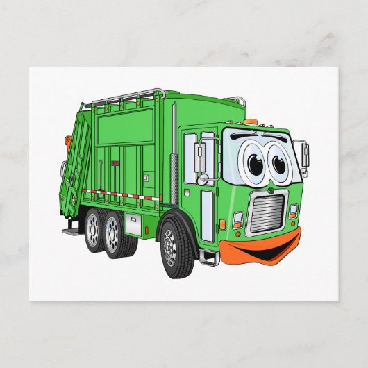 Albern Lächelnder Garbage Truck Cartoon Postkarte (Vorderseite)