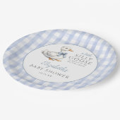 Albern Little Gose Blue Gingham Baby Dusche Pappteller (Schrägansicht)