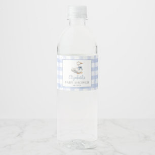 Albern Little Gose Blue Gingham Baby Dusche Wasserflaschenetikett
