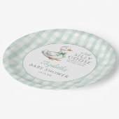 Albern Little Gose Green Gingham Baby Dusche Pappteller (Schrägansicht)