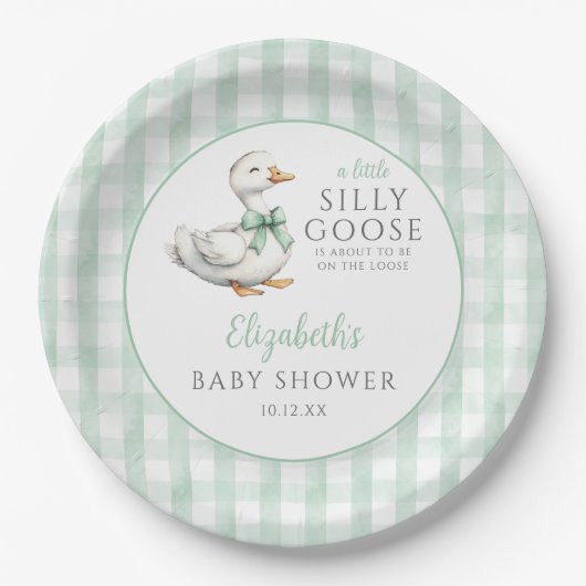Albern Little Gose Green Gingham Baby Dusche Pappteller (Vorderseite)