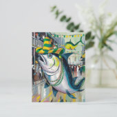 Albern Mardi Gras Fish Postkarte (Stehend Vorderseite)