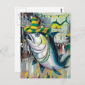 Albern Mardi Gras Fish Postkarte (Vorne/Hinten)