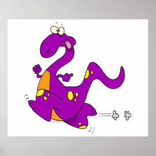 albern niedliches Laufen lila Dino Dinosaurier Car Poster