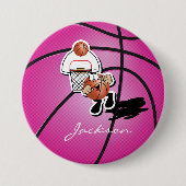 Albern Pink Basketball Typ | PERSONALISIERT Button (Vorderseite)