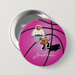 Albern Pink Basketball Typ   PERSONALISIERT Button