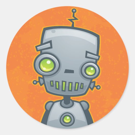 Albern Robot Runder Aufkleber (Vorderseite)