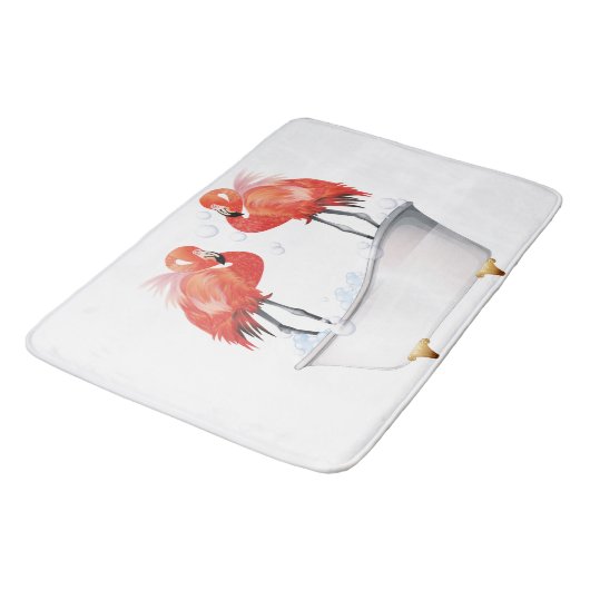 Albern rosa Flamingos im Bad Badematte (Schrägansicht)