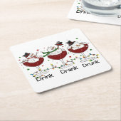 Albern "Trinken, trinken, Betrunken" Schneemann un Rechteckiger Pappuntersetzer (angewinkelt)