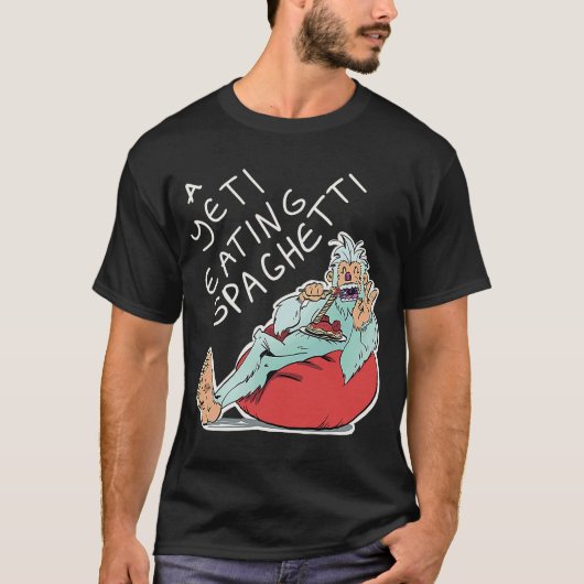 Alberne A Yeti Eating Spaghetti Illustration für a T-Shirt (Vorderseite)