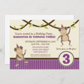 Alberne Affen Einladung zur Geburtstagspartei (Lav (Vorne/Hinten)