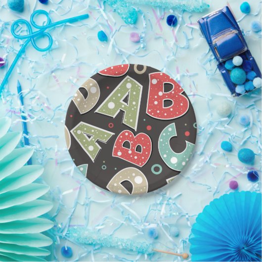 Alberne Alphabet-Buchstaben A-B-C-D Pappteller (Party)