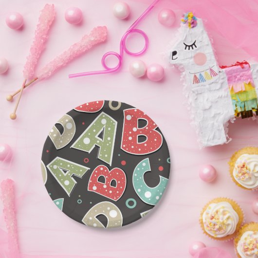 Alberne Alphabet-Buchstaben A-B-C-D Pappteller (Party)
