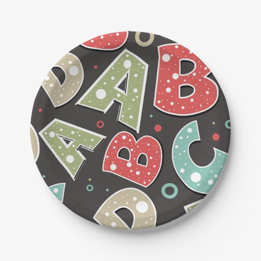 Alberne Alphabet-Buchstaben A-B-C-D Pappteller (Vorderseite)