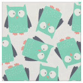 Alberne Aquamarine Owls Fabric Stoff (Nahaufnahme)