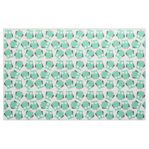 Alberne Aquamarine Owls Fabric Stoff