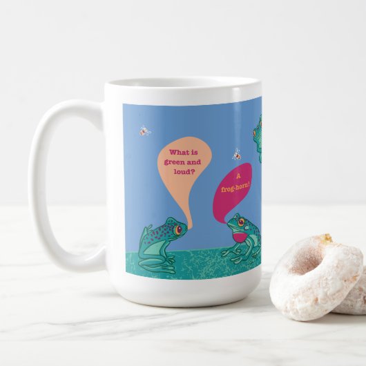 Alberne Baumfrösche - blau und grün Kaffeetasse (Mit Donut)