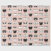 Alberne Cat Face Doodles Geschenkpapier (Flach)