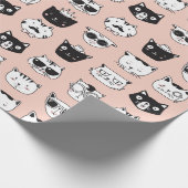 Alberne Cat Face Doodles Geschenkpapier (Ecke)