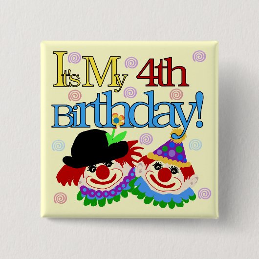 Alberne Clowns 4. Geburtstag - Hemden und Geschenk Button (Vorderseite)