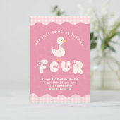 Alberne Gans 4. Geburtstag Einladung (Stehend Vorderseite)