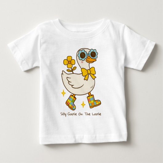 Alberne Gans auf dem Lose-Text Baby T-shirt (Vorderseite)