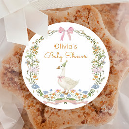 Alberne Gans auf dem losen Baby-Duschkleber Runder Aufkleber