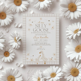 Alberne Gans auf der Loose Baby Dusche Beige Gingh Einladung