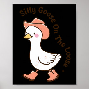 Alberne Gans auf der Loose Funny Cowboy Bauer Farm Poster