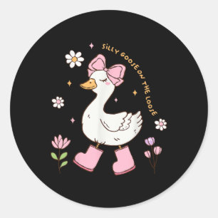 Alberne Gans auf der Lose Coquette Bow Pink Girl K Runder Aufkleber