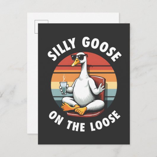 Alberne Gans auf der Lose Meditation Yoga Retro Ankündigungspostkarte (Vorne/Hinten)