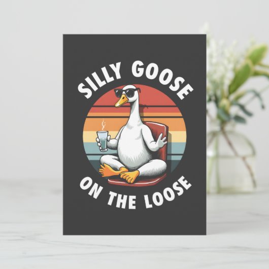 Alberne Gans auf der Lose Meditation Yoga Retro Einladung (Stehend Vorderseite)