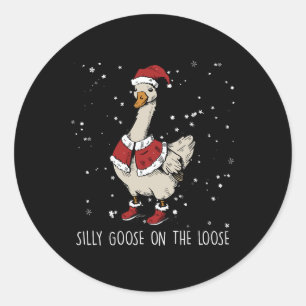 Alberne Gans auf der Lose Weihnachtsgoose Runder Aufkleber
