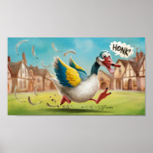 Alberne Gans auf der Lose Zeichnend, lustige Gans