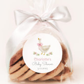 Alberne Gans auf der losen Pink Bow Baby Dusche Runder Aufkleber