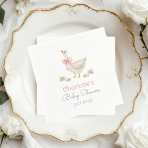 Alberne Gans auf der losen Pink Bow Baby Dusche Serviette
